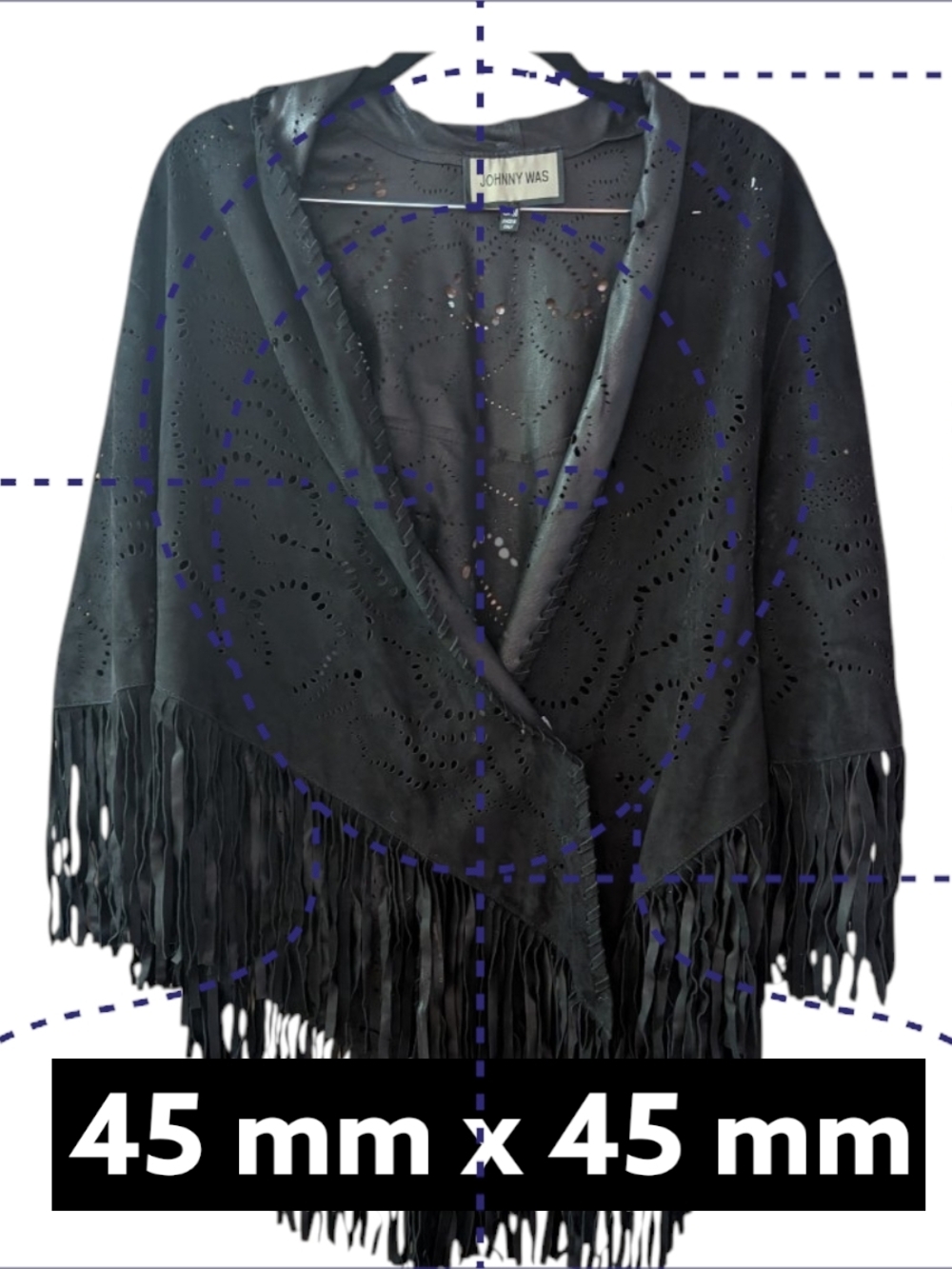 Johnny Was Black Fringe Eyelet Suede Wrap